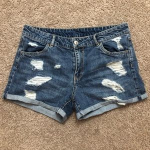 Distressed Denim Jean Shorts